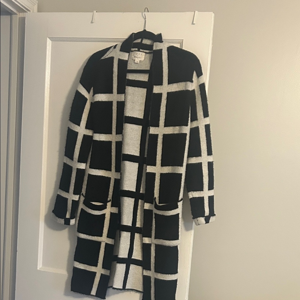 Lost + Wander Black and White Grid Cardigan